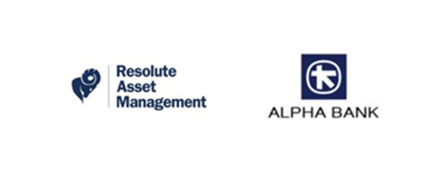 Alpha Bank logo and Resolute Asset Management logo
